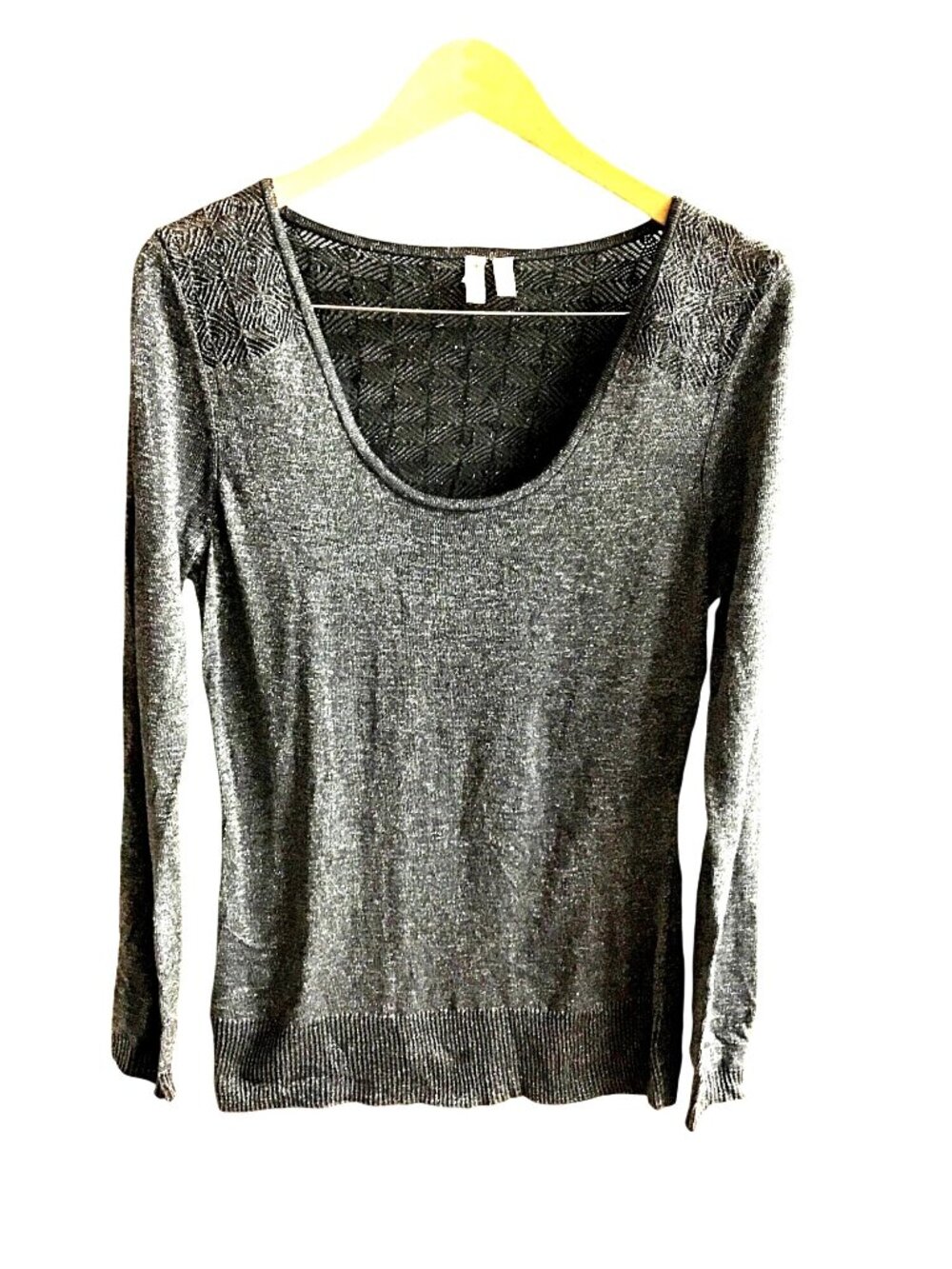MADISON-WOMENS GREY FESTIVE SPARKLE CREW NECK LONG SLEEVE TOP SIZE LARGE